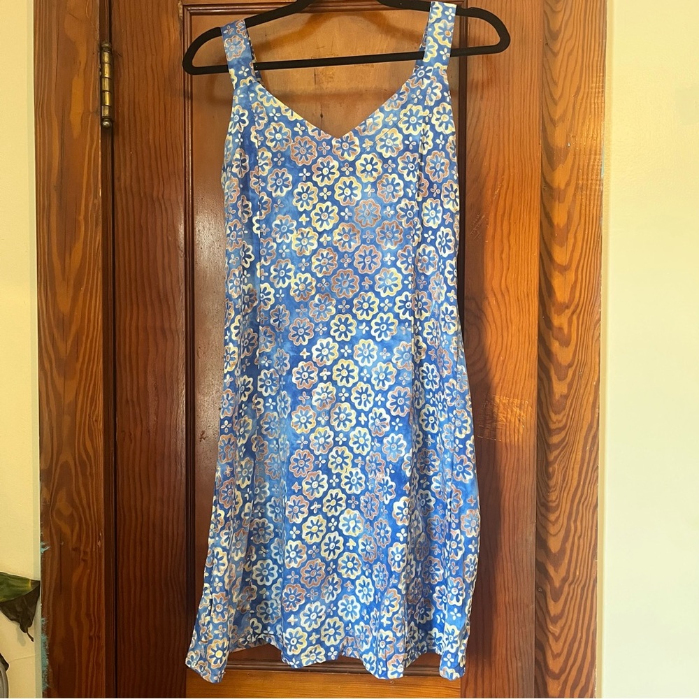 Retro Floral Blue Sleeveless Dress